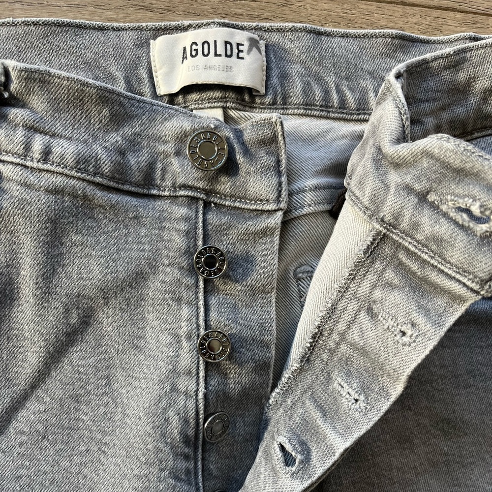 AGOLDE High Rise Slim Ankle Jeans in Gray Size 29